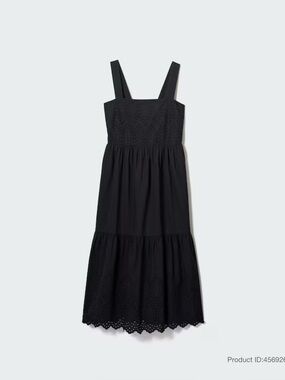 Uniqlo Black Eyelet Midi Dress